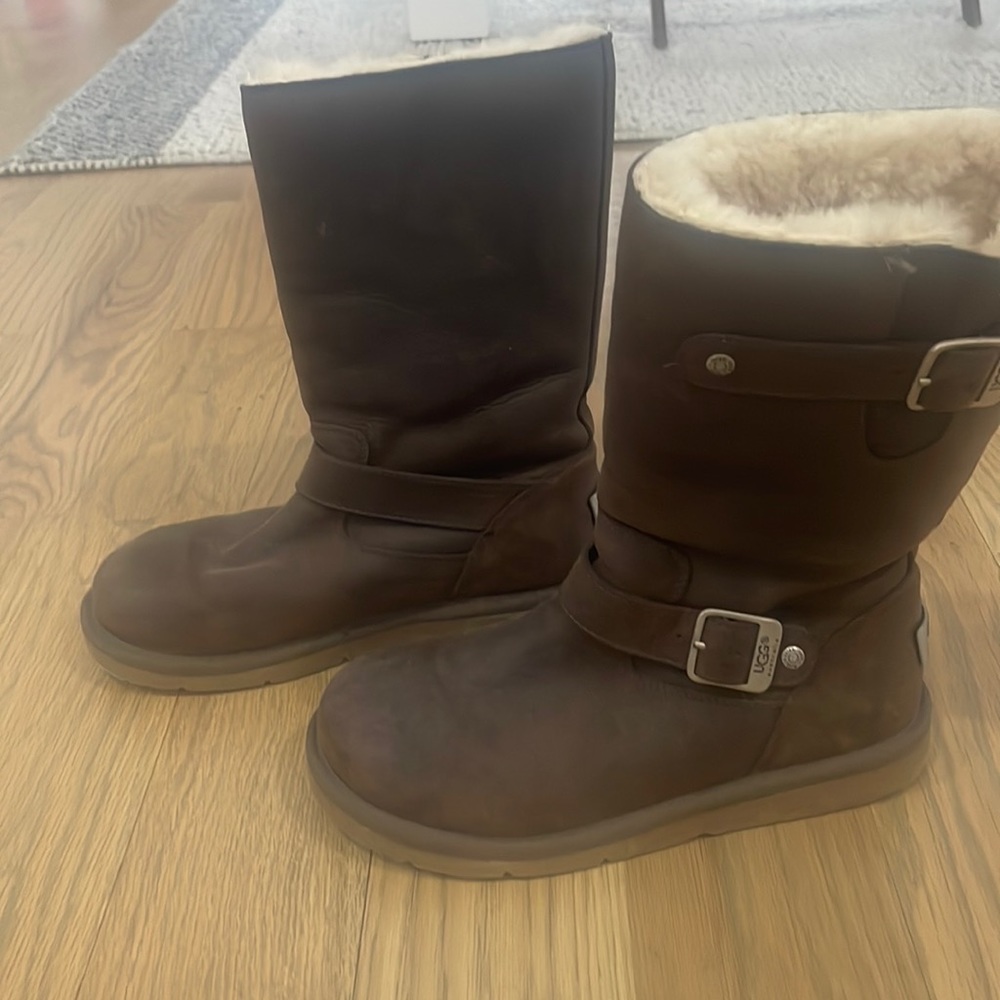 UGG Kensington Buckle Distressed Leather Boots